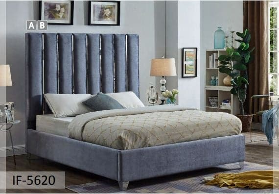 Chrome Velvet Grey Bed - DirectBed