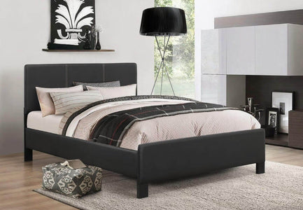 Contrast Stitching Black PU Bed Queen Bed - DirectBed