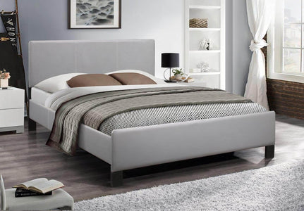 Contrast Stitching Grey PU Bed Queen Bed - DirectBed
