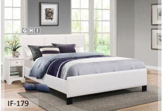 Contrast Stitching White PU Bed - DirectBed