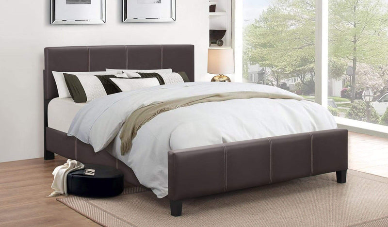 Espresso PU Bed With Contrast Stitching