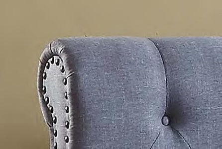 Grey Fabric Bed with Nailhead Queen Bed - DirectBed