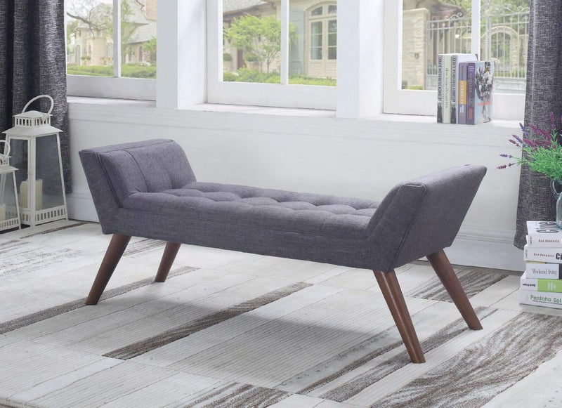 Grey Fabric Bench With Heads
