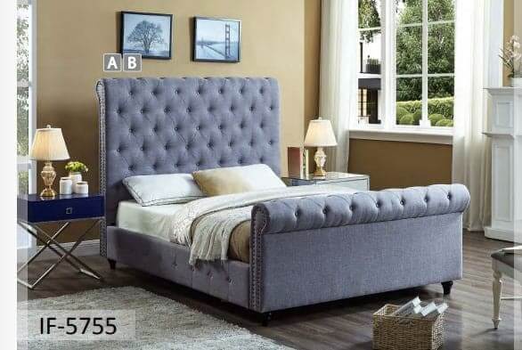 Grey Fabric Sleigh Bed - DirectBed