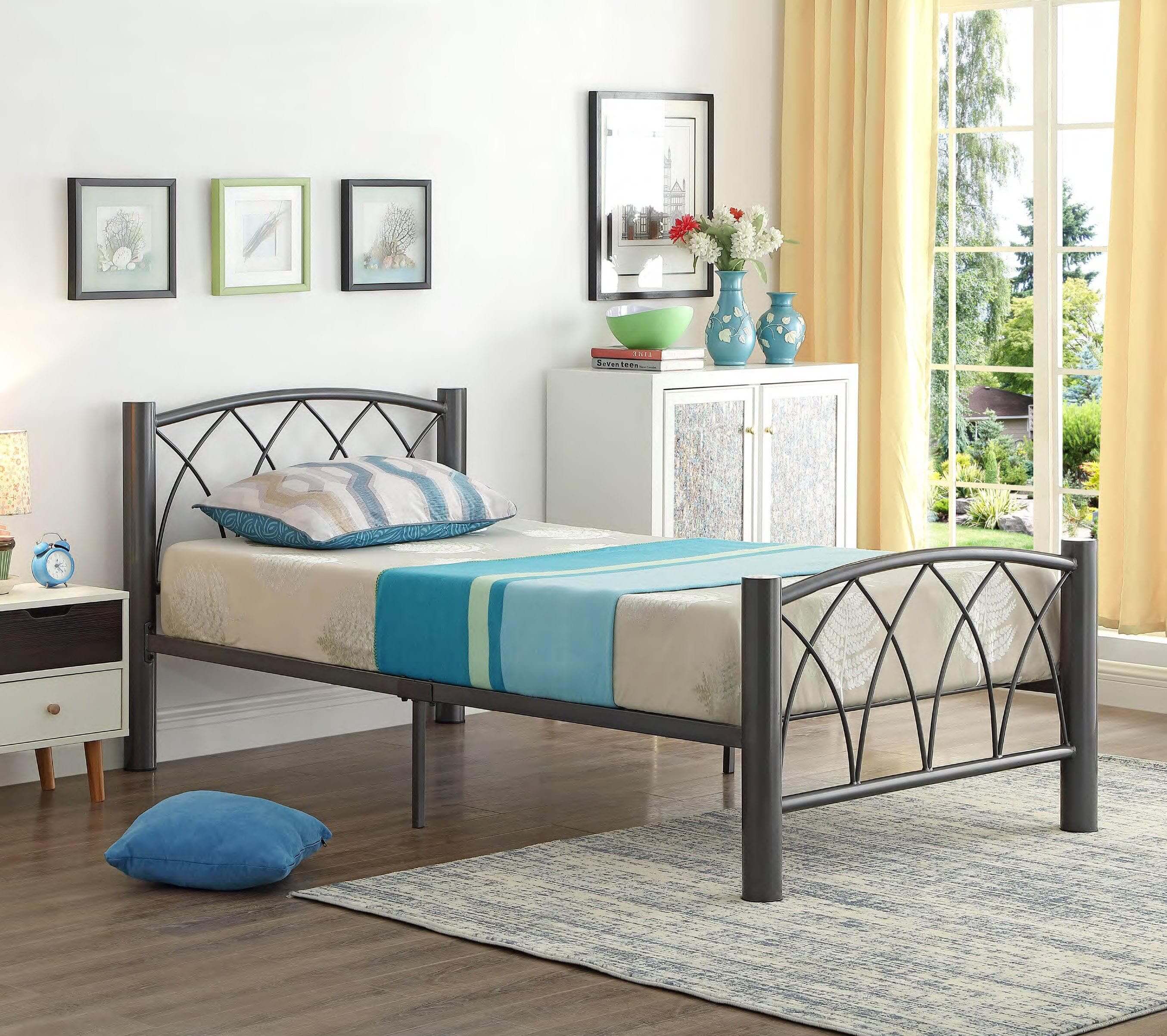Grey Metal Single Bed Single Bed - DirectBed