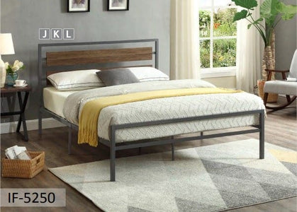 Grey Steel Frame Wood Panel Bed - DirectBed