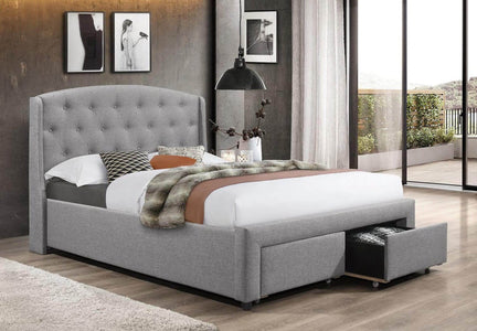 Grey Velvet Drawers Bed - DirectBed
