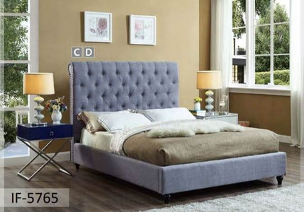 Grey Fabric Bed with Nailhead - DirectBed