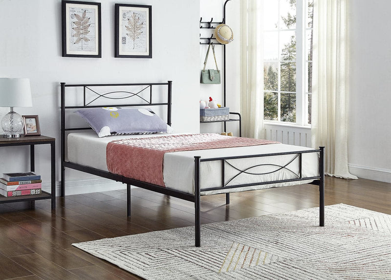 Single / Twin Metal Bed with Headboard and Footboard - 2 Colours