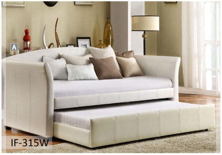 White Pull-Out Trundle PU Day Bed - DirectBed