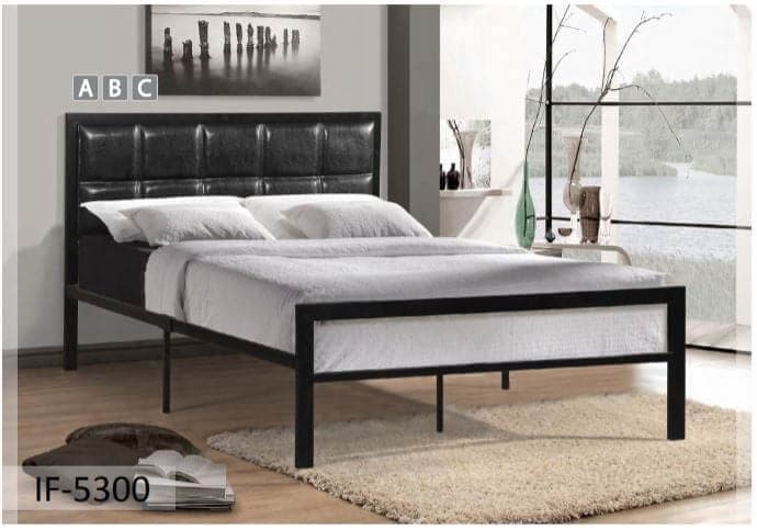 Black Padded Headboard Metal Bed - DirectBed
