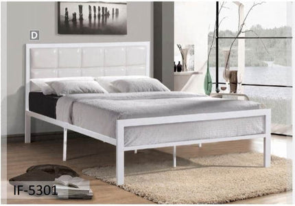 White Padded Headboard Metal Bed - DirectBed