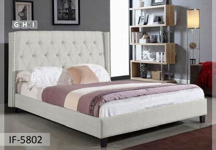 Ivory Fabric Nailhead Bed - DirectBed