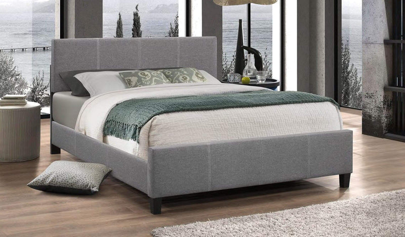 Light Grey Fabric Bed With Contrast Stitching