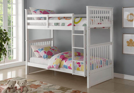 Modern White Wooden Bunk Bed Single Bunk Bed - DirectBed