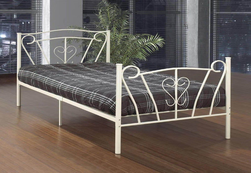 Off-White Metal Bed