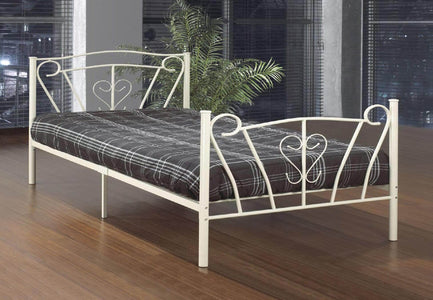 Off-White Metal Bed Single Bed - DirectBed