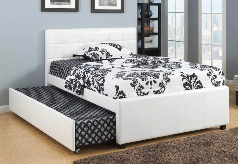 Pull-Out Trundle White PU Bed