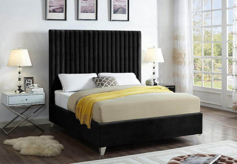 Rich Black Velvet Tufted Bed ( Discontinued )