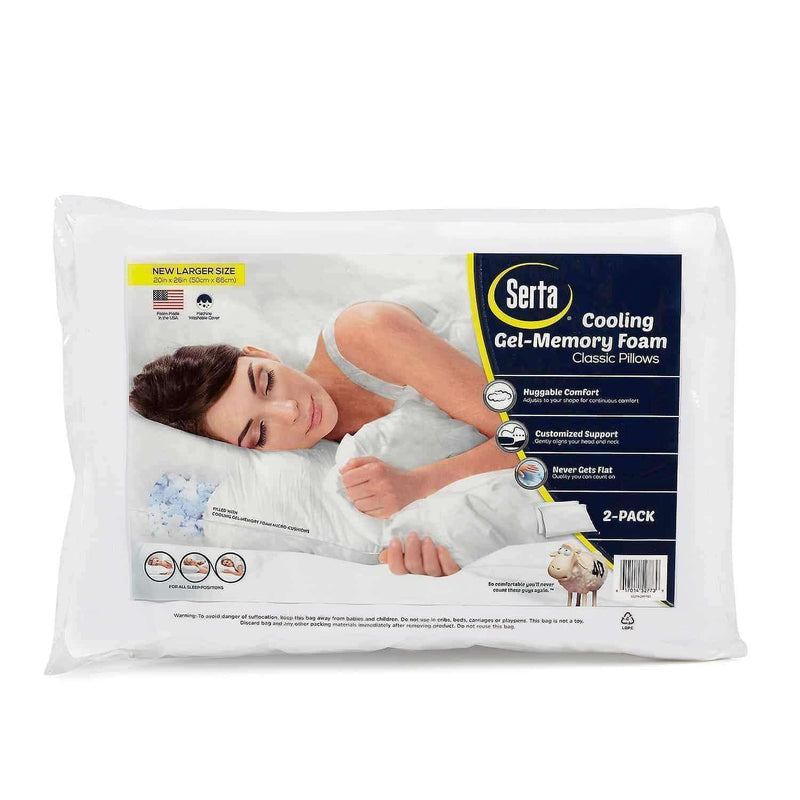 2-Pack Serta Gel Memory Foam Cluster Pillows