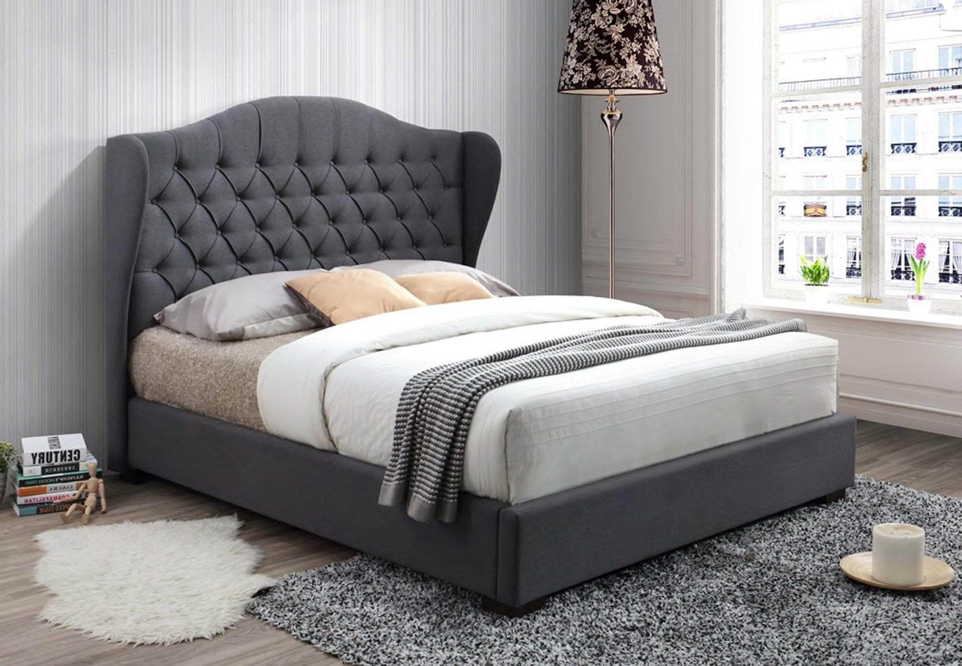 Stylish Grey Fabric Bed King Bed - DirectBed