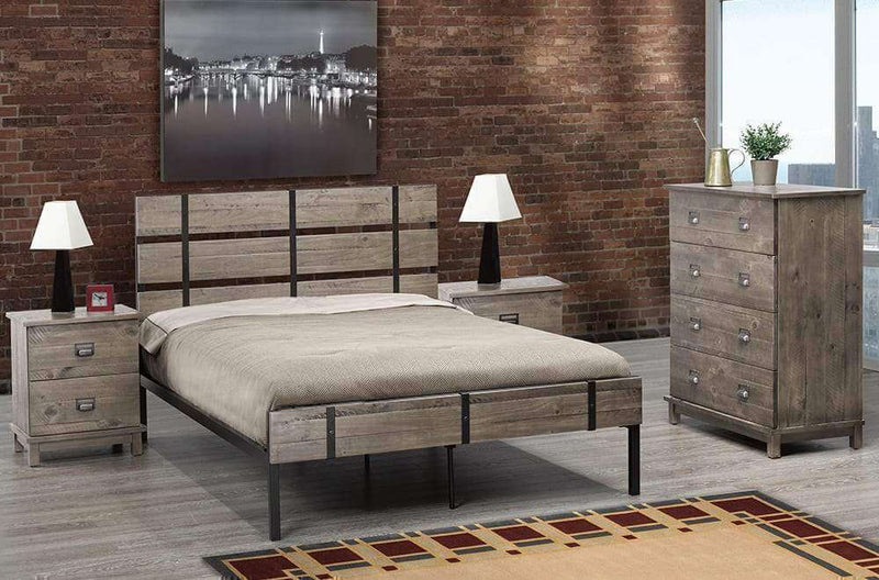 Solid Wood Metal Platform Bed