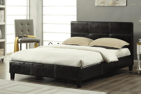 Contemporary Bonded Leather Platform Bed - DirectBed