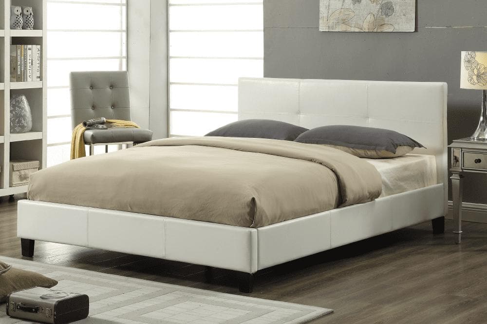 Contemporary Bonded Leather Platform Bed - DirectBed