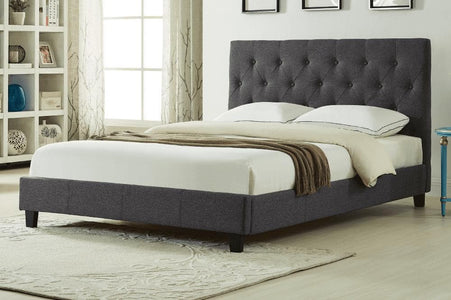 Linen-Style Fabric Platform Bed Twin / Black - DirectBed