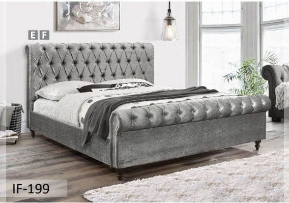 Velvet Fabric Grey Bed - DirectBed
