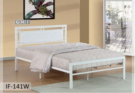 White Metal Bed With A Padded Headboard - DirectBed