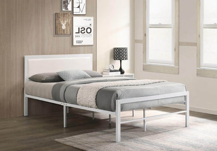 White Metal Bed with Headboard Queen Bed - DirectBed