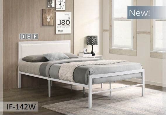 White Metal Bed with Headboard - DirectBed