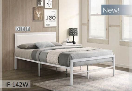 White Metal Bed with Headboard - DirectBed