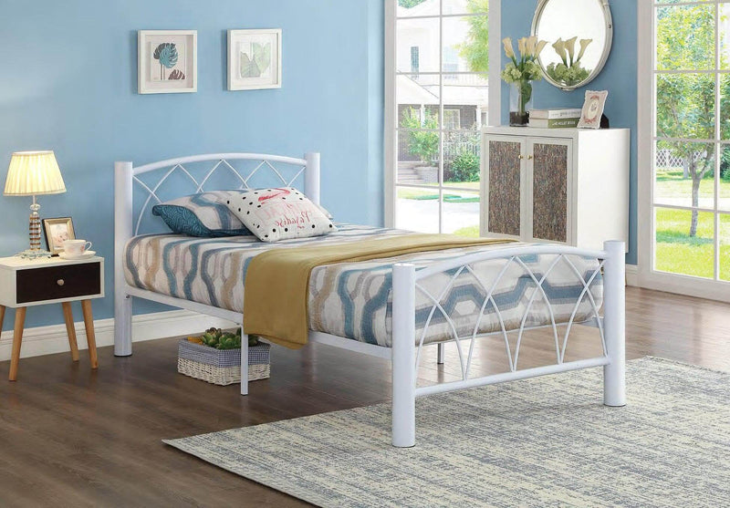 White Metal Mattress Support Bed