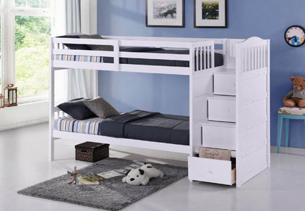 White New Wooden Twin Bunk Bed Twin Bunk Bed - DirectBed