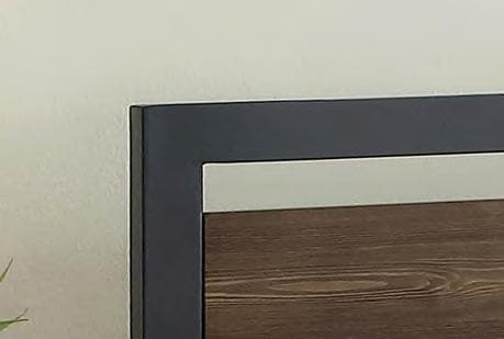 Wood Panel Bed With a Grey Steel Frame Headboard - DirectBed