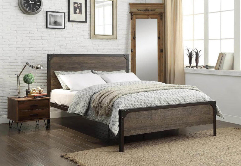 Wood Panel Bed with Steel Frame