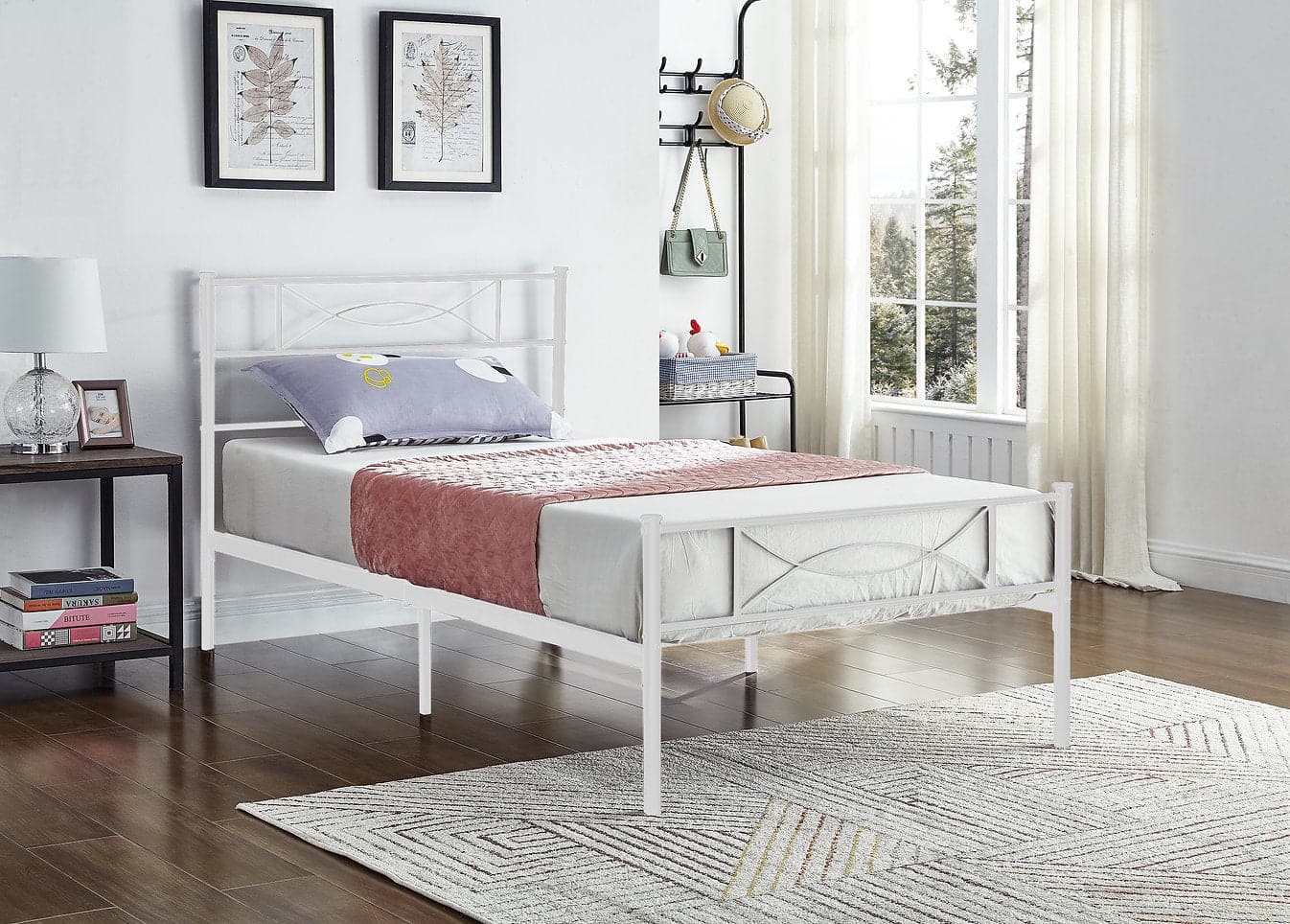 Single / Twin Metal Bed with Headboard and Footboard - 2 Colours
