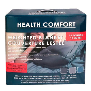 Health Comfort Weighted Blanket - Grey - 15lbs or 25lbs Queen or 3/4 Size - DirectBed | Mattress Stores Hamilton, Niagara Falls, St Catharines, Stoney Creek, Burlington, Oakville, Ancaster